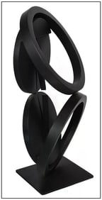 Fletcher Benton Signed Full Round Painted Steel Sculpture Abstract