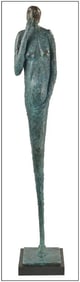 Ray Kobald 'Sometimes Age Forgets' Signed Female Original Bronze Sculpture