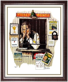 Norman Rockwell 'Ticketseller' Signed Saturday Evening Post Original Lithograph