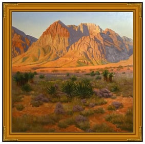 John Cox Large Signed Desert Landscape Original Oil Painting on Canvas