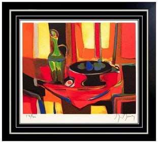 Marcel Mouly Signed Still Life Cubism Original Color Lithograph