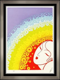 Erte 'Rainbow In Blossom' Signed Art Deco Set Design Color Serigraph