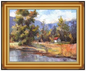 Mary Ann Davis Signed Autumn Landscape Original Pastel Painting Framed