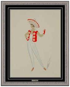 Erte Rare Signed Male Costume Design Original Gouache Art Deco Painting