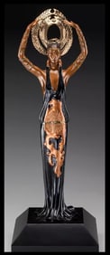Erte 'Triumph' Large Signed Original Bronze Sculpture Antique