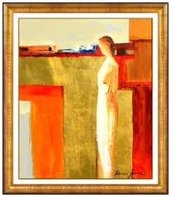 Adriana Naveh Signed Landscape Female Portrait Original Acrylic on Board