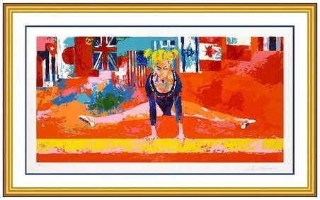 Leroy Neiman Large Signed Olympic Gymnast Sports Color Serigraph Framed