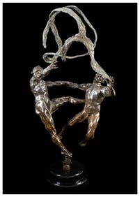 M.L. Snowden 'Stasis' Large Signed Full Round Figurative Bronze Sculpture