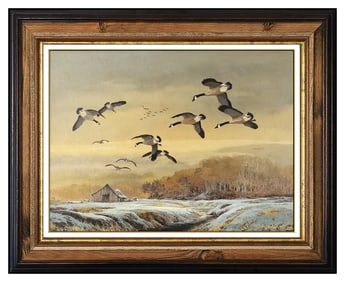 Ted Blaylock Signed Wildlife Birds Original Oil Painting on Board Framed