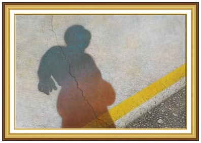 Mark English Large Signed Figure Shadow Original Painting on Board Framed