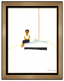 Nicola Simbari Signed Female Portrait Nautical Original Acrylic Painting