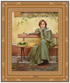 Ed Copley Signed Female Figurative Original Oil Painting on Board Framed