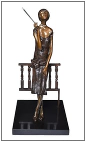 Corrine Weinberg 'Evening Drag' Signed Full Round Bronze Figure Sculpture