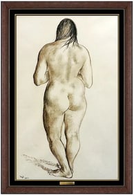 Francisco Zuniga Signed Portrait Rare Original Conte Crayon Drawing