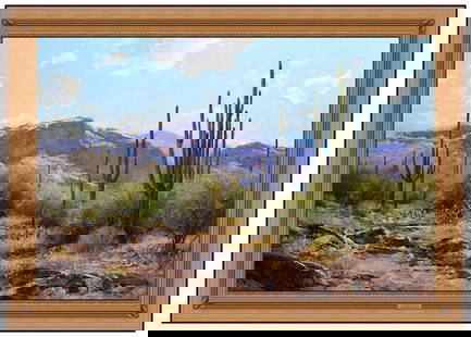 Robert Peters Large Original Signed Oil Painting on Canvas Landscape Framed Art: This lot includes:Gallery COA & free domestic shipping (*insurance and international shipping for an additional charge)Artist: Robert PetersTitle: August AfternoonMedium: Original oil painting on canv