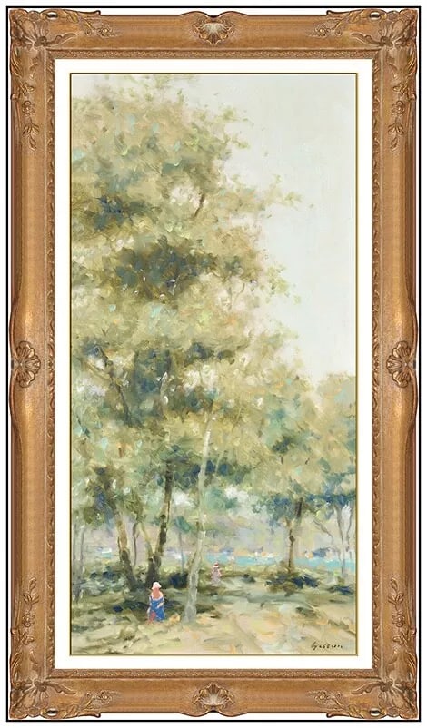 Andre Gisson Original Oil Painting On Canvas Figure Landscape Signed Framed Art (1 of 4)
