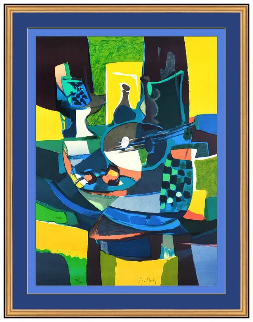 Marcel Mouly Original La Supier Blu Color Lithograph Print Signed Framed Artwork: This lot includes:Gallery COA & free domestic shipping (*insurance and international shipping for an additional charge)Artist: Marcel MoulyTitle: La Supier Blu Medium: Lithograph La Supier Blu Size: 3