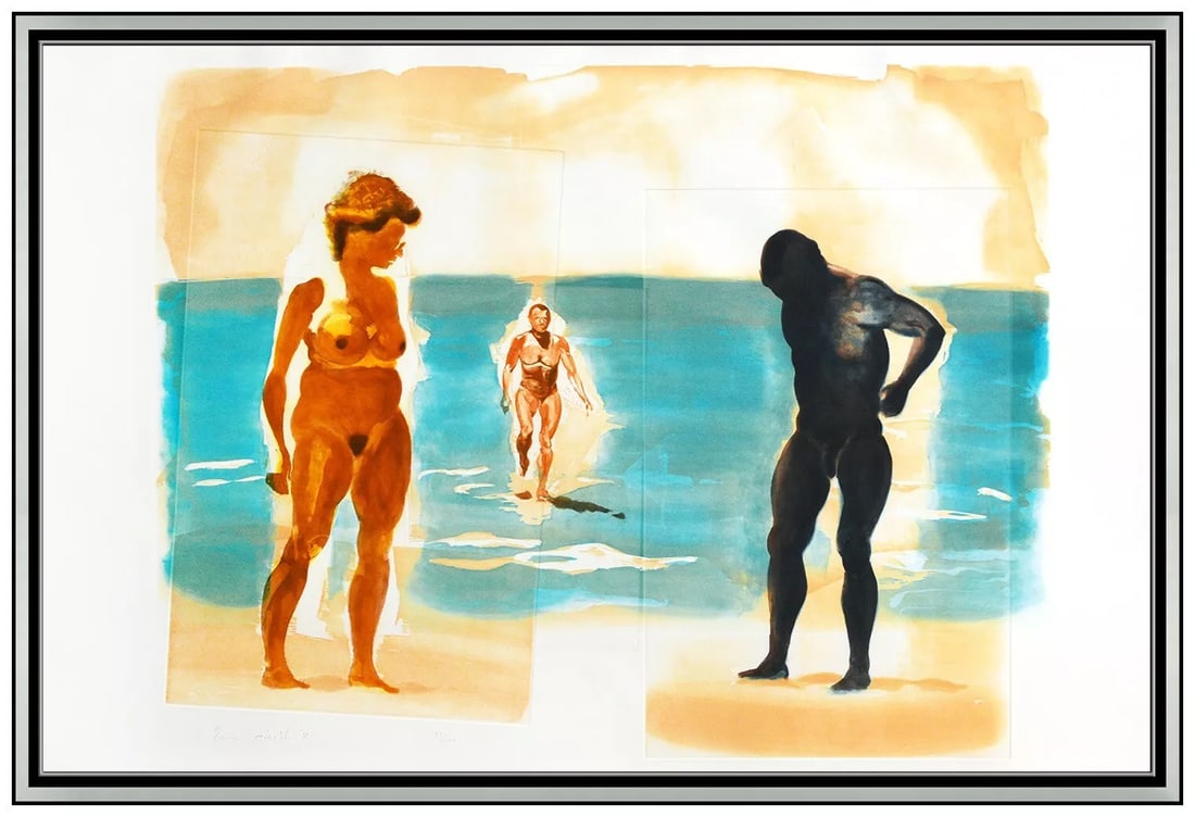 Eric Fischl Large Signed Original Etching Aquatint Beach Female Figurative Art: This lot includes:Gallery COA & free domestic shipping (*insurance and international shipping for an additional charge)Artist: Eric FischlTitle: BeachMedium: Etching with Aquatint on paper Size: 35 &f