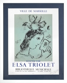 Marc Chagall Hommage A Elsa Triolet Color Lithograph Hand Signed Artwork