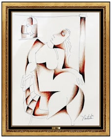 Alexandra Nechita Cubism Portrait Drawing Signed Petite Picasso Artwork