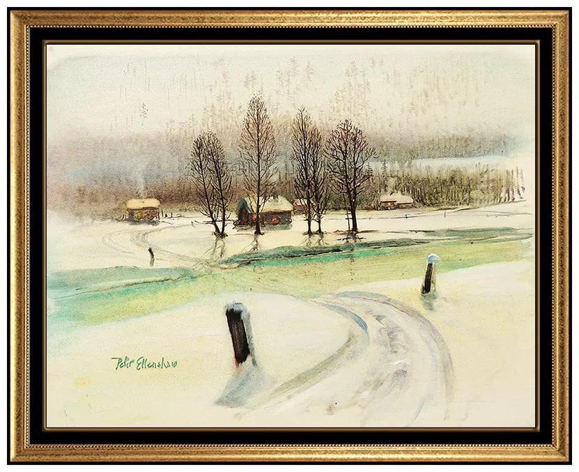 Peter Ellenshaw Winter Disney Oil Painting On Board Signed Rare Artwork (1 of 4)