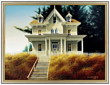 Douglas K. Gifford House Landscape Acrylic Painting On Canvas Signed Large Art