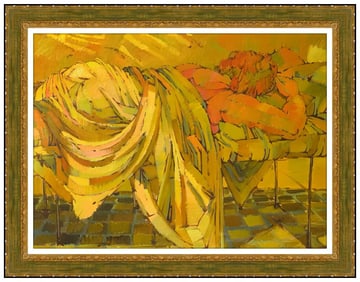 Stefano Cusumano Figure Large Oil Painting On Canvas Signed Framed Artwork