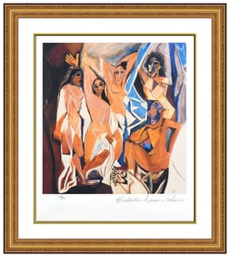 Pablo Picasso Les Demoiselles D'avignon Print Signed Framed Artwork