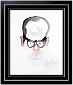 Noel Rockmore Male Portrait Watercolor Caricature Painting Signed Artwork