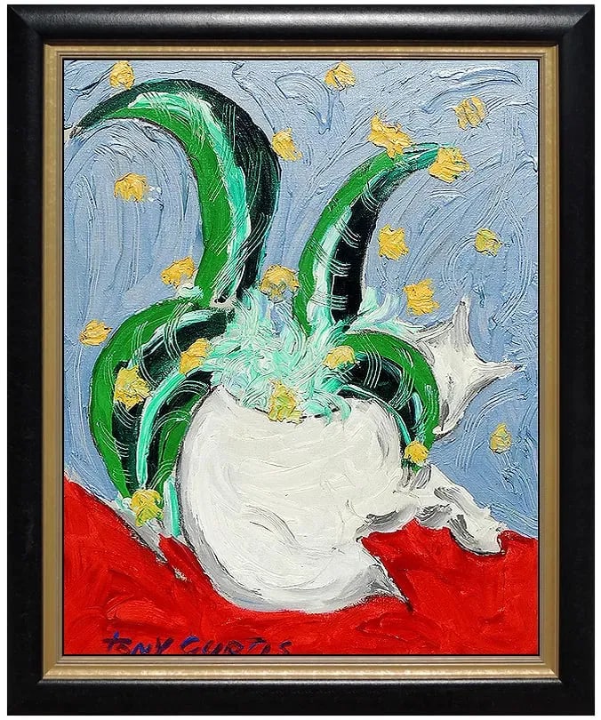 Tony Curtis Large Flowers Still Life Oil Painting On Canvas Signed Artwork (1 of 5)