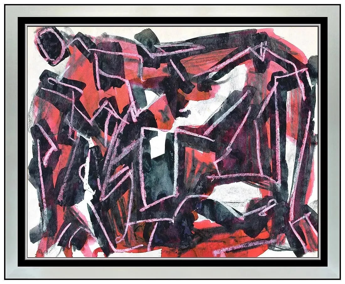 Vaclav Vytlacil Abstract Modern Gouache Oil Painting Signed Framed Artwork (1 of 4)