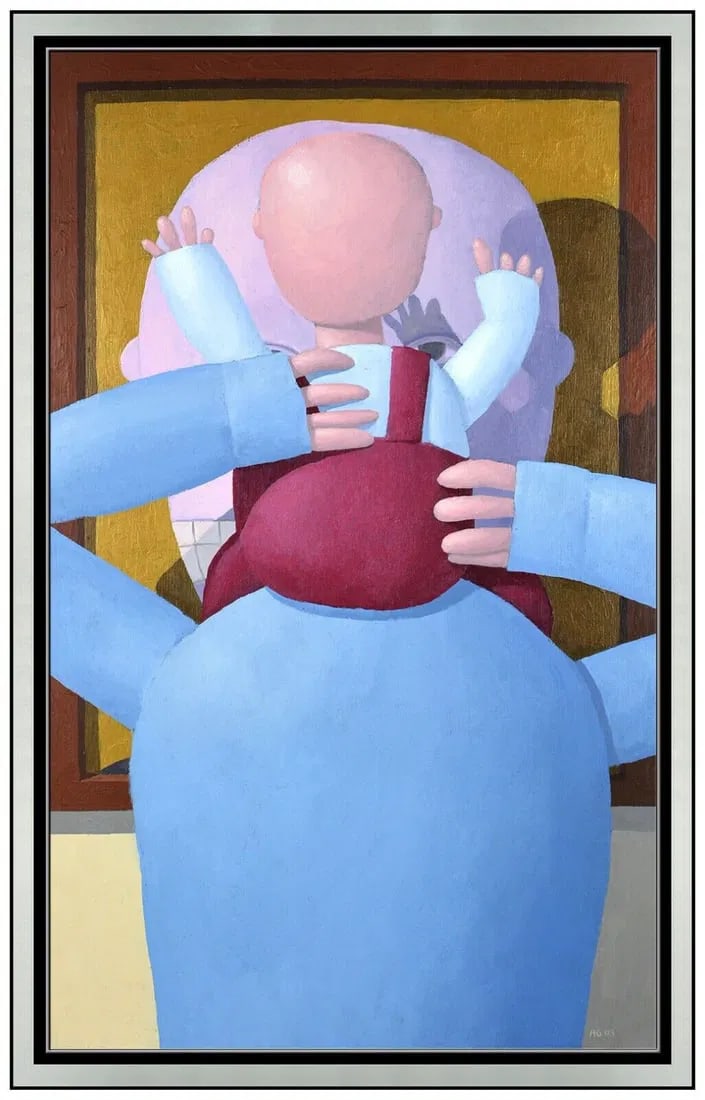 Alan Gerson Figurative Illustration Painting On Board Signed Framed Artwork (1 of 5)