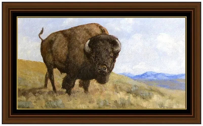 Les Hamilton Peters Wildlife Oil Painting On Board Signed Framed Artwork (1 of 4)