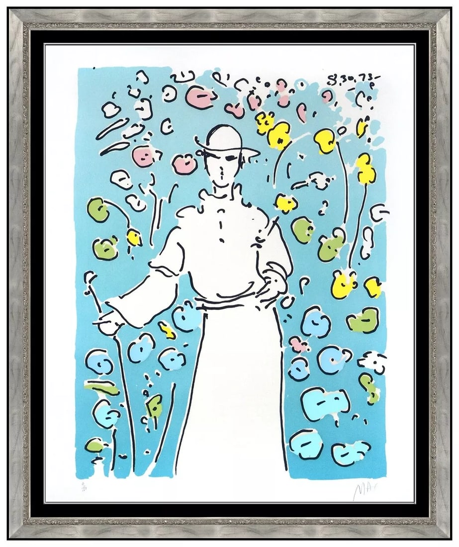 Peter Max Monk In The Garden Cosmic Serigraph Signed Framed Pop Artwork: This lot includes:Gallery COA & free domestic shipping (*insurance and international shipping for an additional charge)Artist: Peter MaxTitle: Monk In The GardenMedium: SerigraphSize: 31” x 26&r