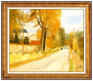 Gerard Passet French Rural Landscape Oil Painting On Canvas Signed Artwork