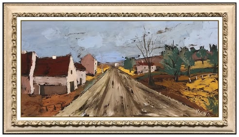 Charles Levier French Landscape Oil Painting On Board Signed Framed Artwork