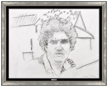 Larry Rivers Modern Portrait Charcoal Drawing Signed Authentic Rare Art