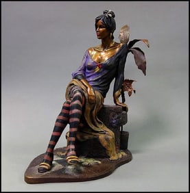 Isaac Maimon Monique Full Round Bronze Female Portrait Sculpture Signed Art