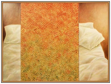 Kathleen Holmes Large Abstract Oil Painting On Canvas Signed Framed Art