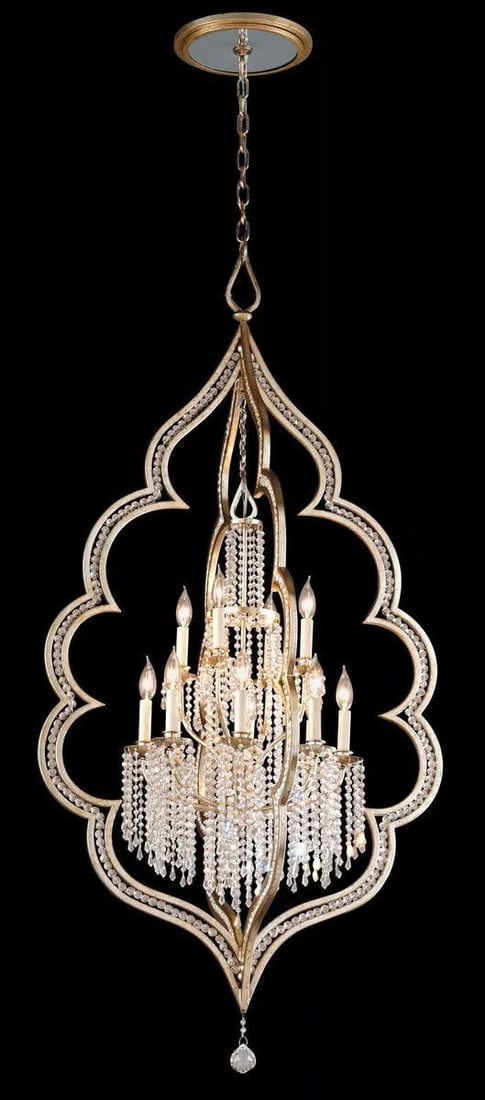 Corbett And Bijoux Silver Leaf Crystal Iron Chandelier 161-412 Lighting Art (1 of 11)