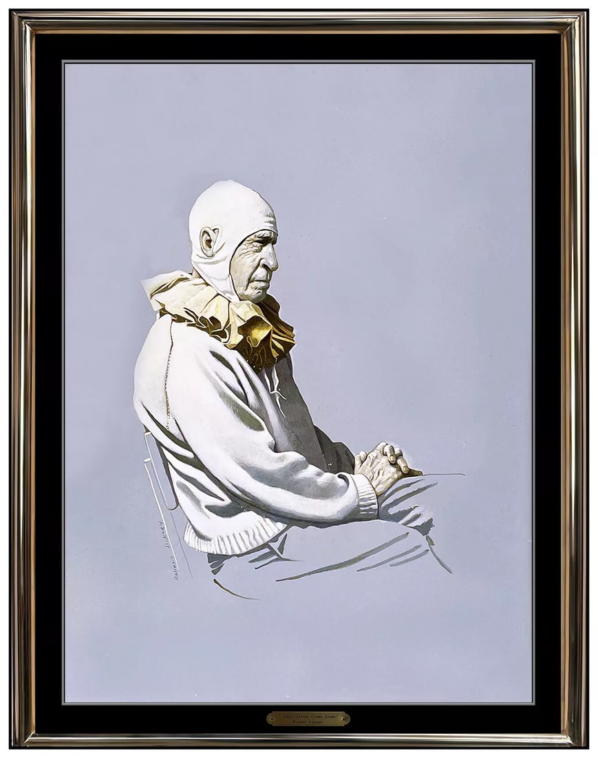 Robert Vickrey Clown Realism Egg Tempera Painting Signed Framed Artwork (1 of 7)