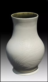 Louis Comfort Tiffany Antique Signed Bisque Pottery Vase Floral Ceramic Artwork