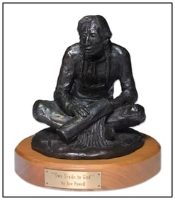 Ace Powell Signed Bronze Sculpture Native American Figure Full Round Artwork