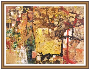 Henry Clarence Pitz Signed Oil Painting on Canvas Figurative Scene Large Original Art