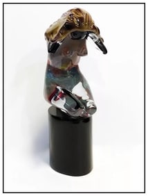 Dino Rosin Signed Murano Glass Sculpture Blown Female Figure Original Artwork