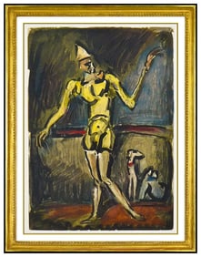 Georges Rouault Signed Color Etching Le Clown Jaune Portrait Framed Artwork