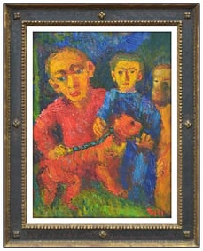 Jennings Tofel Signed Oil Painting on Canvas Figurative Scene Framed Original Art