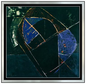 Dora Pulmann Signed Oil Painting on Canvas Abstract Scene Modern Large Framed Art