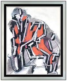 Vaclav Vytlacil Signed Gouache and Oil Painting Abstract Scene Framed Original Art