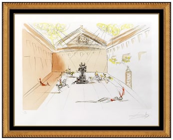 Salvador Dali Signed Color Etching Duel in the Sun Surreal Framed Original Artwork